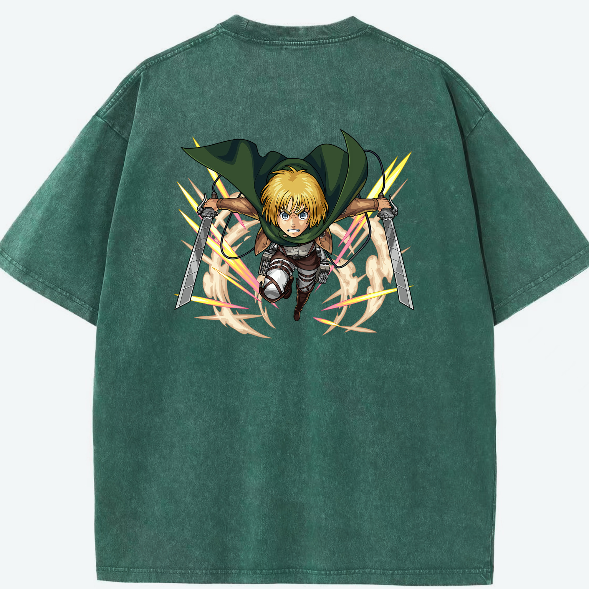 （画像用） 進撃の巨人 アルミン·アルレルト Attack on Titan Armin Arlert 綿100% ヴィンテージ風 半袖Tシャツ（背面プリント）